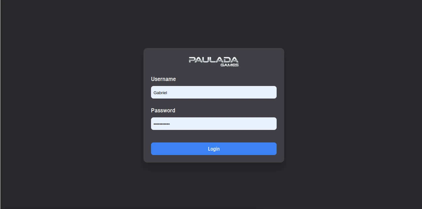 Paulada Games Login Screenshot