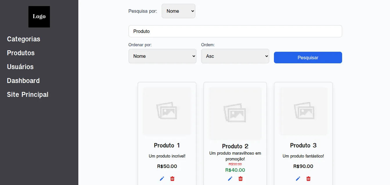 Catálogo Página Produtos